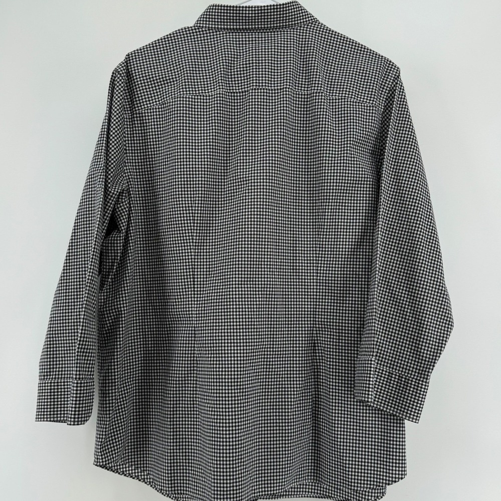 Lauren Ralph Lauren ECU Women Black White Gingham Check Button Down Blouse 1x - Picture 6 of 10